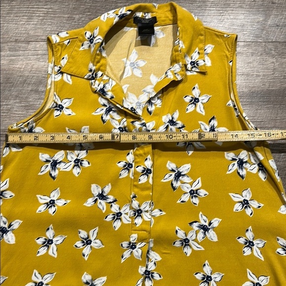 Ann Taylor Floral Sleeveless Yellow shirt mini Dress with pockets Size XSP - Picture 7 of 8